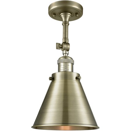 Antique Brass Tone Semi Flush 8 Wide Steel/Cast Brass Medium Base 1 Light Fixture
Antique Brass Tone Semi Flush 8 Wide Steel/Cast Brass Medium Base 1 Light Fixture