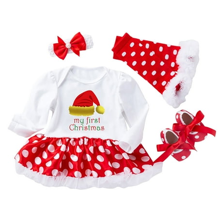 QWERTYU Newborn Infant Baby Toddler Clothing Set Christmas One Piece Dress Bodysuit and Shoes Tights Set Long Sleeve Outfits with Headband for Girl 0-2Y
QWERTYU Newborn Infant Baby Toddler Clothing Set Christmas One Piece Dress Bodysuit and Shoes Tights Set Long Sleeve Outfits with Headband for Girl 0-2Y