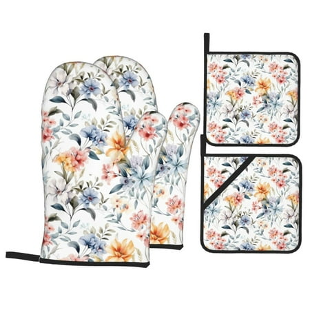 Oven Mitts and Pot Holders Sets 4 pcs - Colorful Lilies Flowers A Heat Resistant Silicone Oven Gloves with Non-Slip Silicone Surface and hot pads for kitchen Baking Cooking BBQ 
Oven Mitts and Pot Holders Sets 4 pcs - Colorful Lilies Flowers A Heat Resistant Silicone Oven Gloves with Non-Slip Silicone Surface and hot pads for kitchen Baking Cooking BBQ