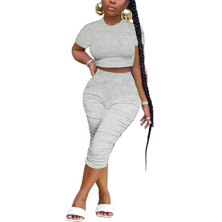 Niuer Women Jogger Set Crew Neck Two Piece Outfit Short Sleeve Tracksuit Slim Fit Sweatsuits High Waist Pajamas Gray 3XL
Niuer Women Jogger Set Crew Neck Two Piece Outfit Short Sleeve Tracksuit Slim Fit Sweatsuits High Waist Pajamas Gray 3XL