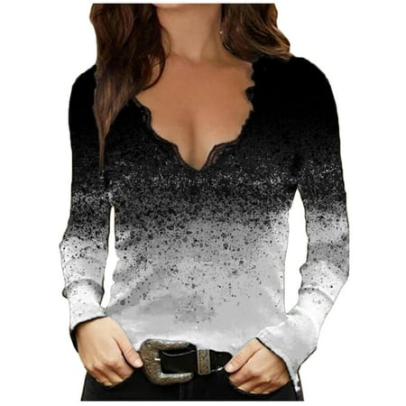 Long Sleeve Shirts for Women Dressy Womens Tops Dressy Casual Clearance Women Sexy Slim Fit Lace Stiching Casual Printing Long Sleeve V-Neck Shirts Blouses Tops
Long Sleeve Shirts for Women Dressy Womens Tops Dressy Casual Clearance Women Sexy Slim Fit Lace Stiching Casual Printing Long Sleeve V-Neck Shirts Blouses Tops