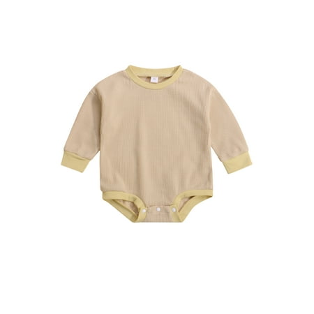 KelaJuan Baby Autumn Rompers Splicing Color O-Neck Long-Sleeves Jumpsuit with Crotch Buttons for Toddlers Girls Boys 0-24 Months
KelaJuan Baby Autumn Rompers Splicing Color O-Neck Long-Sleeves Jumpsuit with Crotch Buttons for Toddlers Girls Boys 0-24 Months