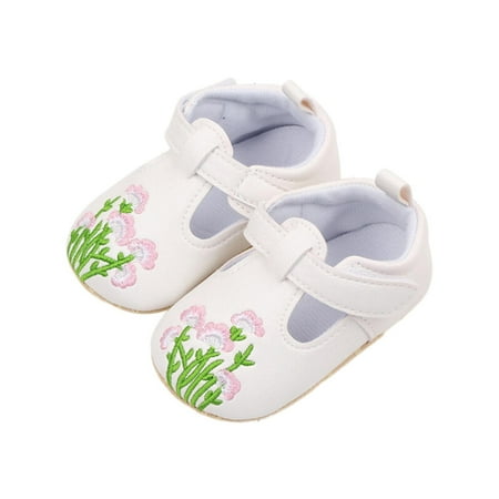 NIUREDLTD Girls Toddler Shoes Baby Shoes Embroidered Princess Pu Leather Shoes Single Shoes Indoor Shoes Size 11