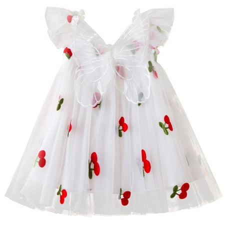 Toddler Girls Tulle Dress Sleeveless Floral Butterfly Tutu Dress