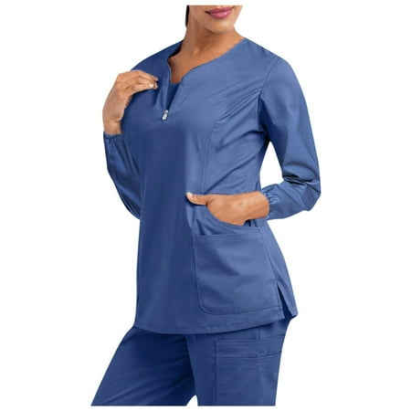 Women Scrubs Top Nurses Clothing Working Uniform Top Care Workwear Long Sleeve V-Neck Pocket Printed T-Shirt Fashion T-Shirt With Pocket Solid Color Tops
Women Scrubs Top Nurses Clothing Working Uniform Top Care Workwear Long Sleeve V-Neck Pocket Printed T-Shirt Fashion T-Shirt With Pocket Solid Color Tops