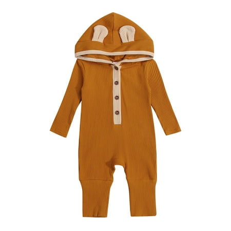 ZIYIXIN Newborn Baby Boys Girls Jumpsuit Solid Long Sleeve Single Breasted Ear Hooded Romper Khaki 9-12 Months
ZIYIXIN Newborn Baby Boys Girls Jumpsuit Solid Long Sleeve Single Breasted Ear Hooded Romper Khaki 9-12 Months