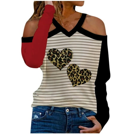 Women s Valentine s Day Heart Printed T Shirts Long Sleeve Cold Shoulder V-neck Pullover Tops Casual Loose Plus Size Shirt Top
Women s Valentine s Day Heart Printed T Shirts Long Sleeve Cold Shoulder V-neck Pullover Tops Casual Loose Plus Size Shirt Top