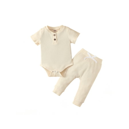 Genuiskids 2Pcs Infant Baby Boys Girls Outfit Summer Autumn Solid Color Front Button Short Sleeve Romper + Long Trousers Set
Genuiskids 2Pcs Infant Baby Boys Girls Outfit Summer Autumn Solid Color Front Button Short Sleeve Romper + Long Trousers Set