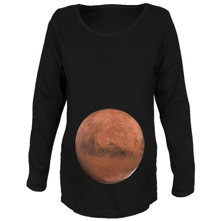 Planet Mars Pregnancy Costume Maternity Soft Long Sleeve T Shirt Black 2XL