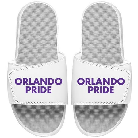 Men s ISlide White Orlando Pride Wordmark Logo Slide Sandals