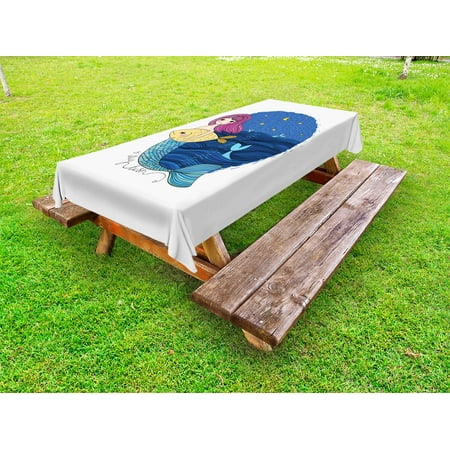 Fantasy Outdoor Tablecloth Hand Drawn Style Mermaid Holding a Fish on Backdrop with Seascape at Night Time Decorative Washable Fabric Picnic Tablecloth 58 X 120 Inches Multicolor by Ambesonne
Fantasy Outdoor Tablecloth Hand Drawn Style Mermaid Holding a Fish on Backdrop with Seascape at Night Time Decorative Washable Fabric Picnic Tablecloth 58 X 120 Inches Multicolor by Ambesonne