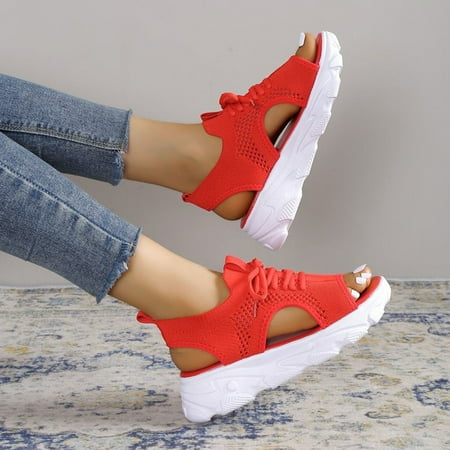 ZHELIYO Women s sandals Summer Women Sandals Mesh Casual White Thick Soled Lace Up Sandals Open Toe Beach Shoes Red 5.5
ZHELIYO Women s sandals Summer Women Sandals Mesh Casual White Thick Soled Lace Up Sandals Open Toe Beach Shoes Red 5.5