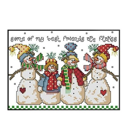 NUOLUX 1 Set Snowman Pattern Cross Stitch Kit Printed Embroidery Wall Decoration