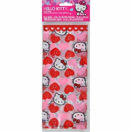 W7620 Treat Bags - 4 x 9. 5 inch, Hello Kitty