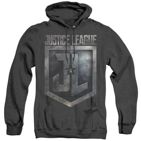 Justice League Movie & Shield Logo-Adult Heather Hoodie, Black - Large
