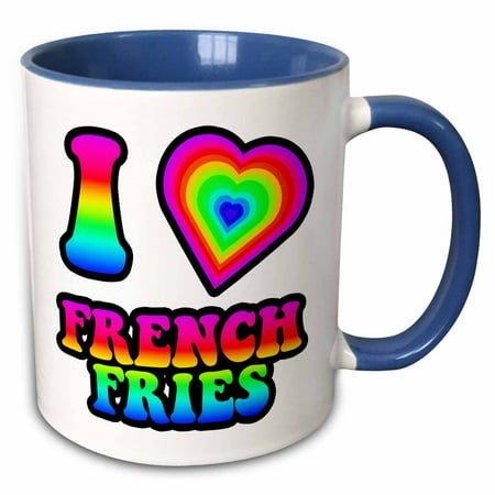 3dRose Groovy Hippie Rainbow I Heart Love French Fries - Two Tone Blue Mug 11-ounce
3dRose Groovy Hippie Rainbow I Heart Love French Fries - Two Tone Blue Mug 11-ounce