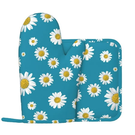 Oven Mitts and Pot Holders Sets - Daisies Flowers Blue Heat Resistant Silicone Oven Gloves (Left Glove) with Non-Slip Silicone Surface and hot pads for kitchen Baking Cooking
Oven Mitts and Pot Holders Sets - Daisies Flowers Blue Heat Resistant Silicone Oven Gloves (Left Glove) with Non-Slip Silicone Surface and hot pads for kitchen Baking Cooking