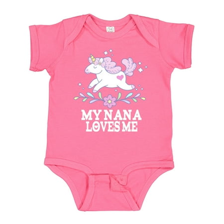 Inktastic My Nana Loves Me Unicorn Gift Baby Girl Bodysuit