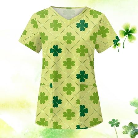 PEONAVET St. Patrick s Day Scrub Tops Women s Fashion Short Sleeve V-Neck Tops Working Uniform Printing Pocket Blouse Tops - Savings Clearance
PEONAVET St. Patrick s Day Scrub Tops Women s Fashion Short Sleeve V-Neck Tops Working Uniform Printing Pocket Blouse Tops - Savings Clearance