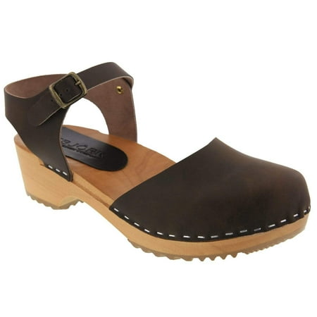 ALMA Swedish Wood Clog Leather Sandals