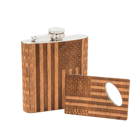 6 oz. Wooden Hip Flask & Matching Credit Card Bottle Opener (2-Piece Flask Set)
6 oz. Wooden Hip Flask & Matching Credit Card Bottle Opener (2-Piece Flask Set)