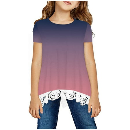 YWDJ Girls Shirt Crewneck Layered Floral Print Short Sleeve Cute Kids Blouse Lace Tee Top Purple 7-8T
YWDJ Girls Shirt Crewneck Layered Floral Print Short Sleeve Cute Kids Blouse Lace Tee Top Purple 7-8T