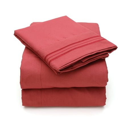 2000 All Size 12 Colors Collection 4-Piece Egyptian Quality Deep Pocket Bed Sheet Set, California King, Burgundy, 100% Luxury Micro Fiber Yarns 1800.., By Sweet Home Collection,USA