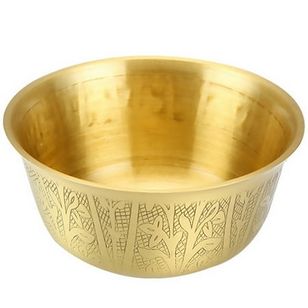 Decorative Copper Bowl Water Offering Bowl Buddhist Sacrifice Bowl (Golden)