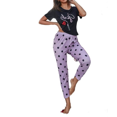 Polka Dot Pant Sets Round Neck Short Sleeve 2 Piece Set Sleepwear Cute Women s Pajama Sets
Polka Dot Pant Sets Round Neck Short Sleeve 2 Piece Set Sleepwear Cute Women s Pajama Sets
