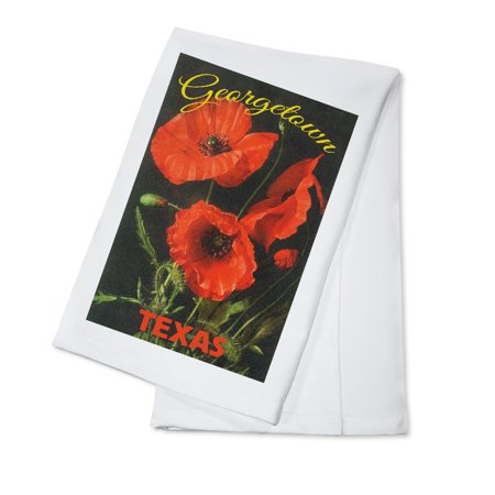 Georgetown, Texas - Corn Poppy Flowers - Lantern Press Artwork (100% Cotton Kitchen Towel)