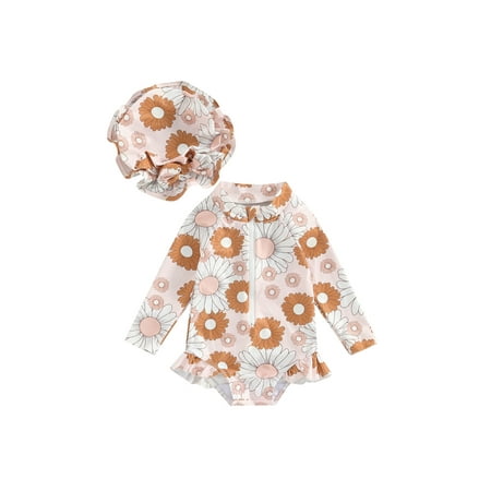 Infant Baby Girl Swimsuit One Piece Long Sleeve Zip Swimwear Bathing Suit with Swim Cap Beach Wear
Infant Baby Girl Swimsuit One Piece Long Sleeve Zip Swimwear Bathing Suit with Swim Cap Beach Wear
