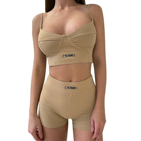 Qiylii Women 2 Pcs Sports Shorts Set Low Cut Crop Tops Bra Elastic High Waist Solid Color Short Pants
Qiylii Women 2 Pcs Sports Shorts Set Low Cut Crop Tops Bra Elastic High Waist Solid Color Short Pants