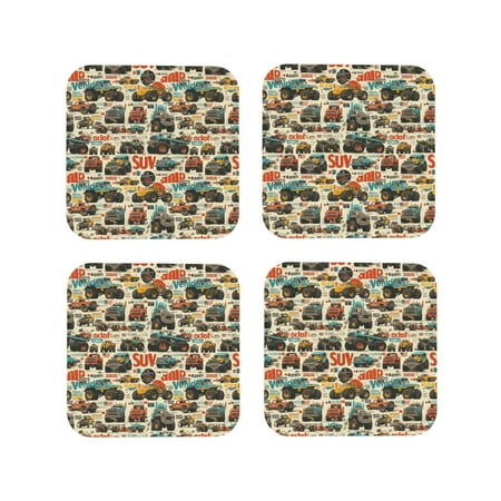 Coasters Set of 4 - colorful SUV car Retro Drink Coasters for Tabletop Protection Leather Coasters for Living Room Decor and Housewarming Gift Square
Coasters Set of 4 - colorful SUV car Retro Drink Coasters for Tabletop Protection Leather Coasters for Living Room Decor and Housewarming Gift Square