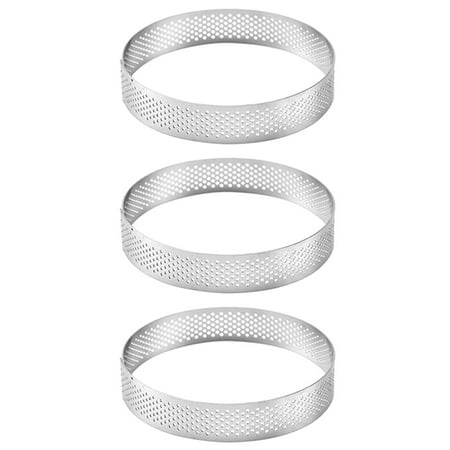 3X 20cm Round Stainless Steel Cake Hole Molds Mousse Cake Tart Tool