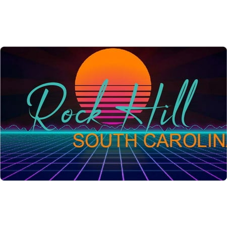 Rock Hill South Carolina 4 X 2.25-Inch Fridge Magnet Retro Neon Design