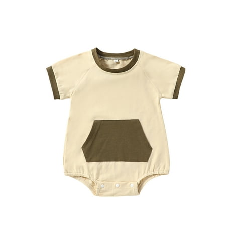 Lamuusaa Baby Boys Girls Summer Romper Short Sleeve Crew Neck Contrast Color Pocket Bodysuit
Lamuusaa Baby Boys Girls Summer Romper Short Sleeve Crew Neck Contrast Color Pocket Bodysuit