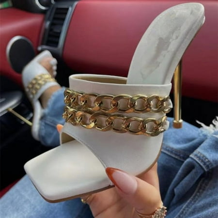 ERTUTUYI Women Fashion Solid Slip On Open Toe Chain Thin Heels Sandals Casual Shoes White 40
ERTUTUYI Women Fashion Solid Slip On Open Toe Chain Thin Heels Sandals Casual Shoes White 40