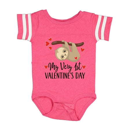 Inktastic My First Valentines Day Baby Sloth Gift Baby Boy or Baby Girl Bodysuit