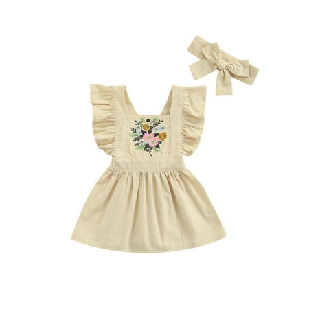 Suanret Baby Girl Floral Dress Ruffle Short Sleeve Summer Skirt with Headband Princess Infant Outfits Khaki 0-3 Months
Suanret Baby Girl Floral Dress Ruffle Short Sleeve Summer Skirt with Headband Princess Infant Outfits Khaki 0-3 Months