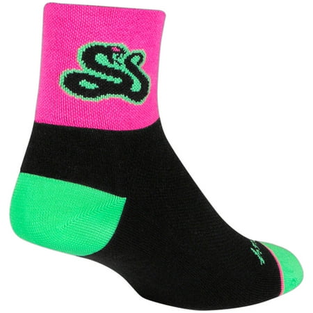 SockGuy Strike Classic Socks - 3 inch Pink/Black/Green Small/Medium