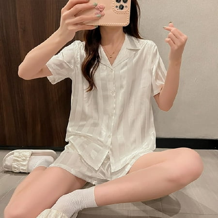 PIKADINGNIS 2 Pieces Faux Silk Satin Pajamas Set Summer Women Sleepwear Short Sleeve Nightwear Comfortable Girl Home Wear Sleepsuits
PIKADINGNIS 2 Pieces Faux Silk Satin Pajamas Set Summer Women Sleepwear Short Sleeve Nightwear Comfortable Girl Home Wear Sleepsuits