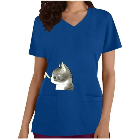Ernkv Women s Summer Fashion Scrubs with Pocket Clearance Cute Cat Print Tops Short Sleeve Tees V Neck Shirts Nursing Working Uniform Retro Relaxed Clothing Blue L
Ernkv Women s Summer Fashion Scrubs with Pocket Clearance Cute Cat Print Tops Short Sleeve Tees V Neck Shirts Nursing Working Uniform Retro Relaxed Clothing Blue L