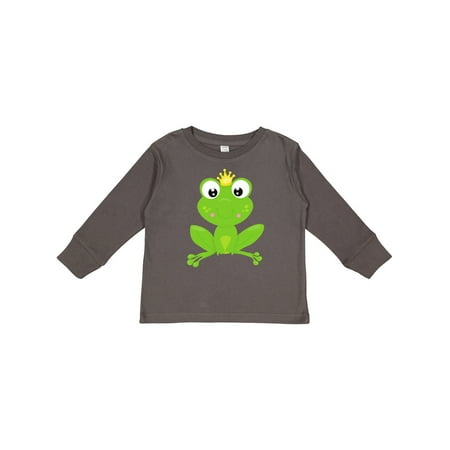 Inktastic Cute Frog Green Frog Crown Frog Prince Gift Toddler Boy or Toddler Girl Long Sleeve T-Shirt