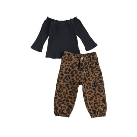 Suanret Toddler Baby Girls Clothes Ribbed T-Shirt Off Shoulder Tops + Leopard High Waist Pants 2Pcs Fall Winter Outfits Black Leopard Print 2-3 Years
Suanret Toddler Baby Girls Clothes Ribbed T-Shirt Off Shoulder Tops + Leopard High Waist Pants 2Pcs Fall Winter Outfits Black Leopard Print 2-3 Years
