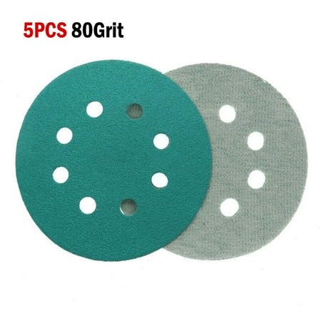 BAMILL 5Inch 8Hole Sanding Discs Hook & Loop Wet Dry PET Film Green Sandpaper Polishing