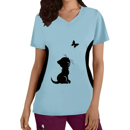 Women Scrub Tops Plus Size Top V-Neck Short Sleeve Holiday Classic Working Uniform Nurses Clothing Cartoon Cats Printed T Shirt Blouse Ladies Streetwear
Women Scrub Tops Plus Size Top V-Neck Short Sleeve Holiday Classic Working Uniform Nurses Clothing Cartoon Cats Printed T Shirt Blouse Ladies Streetwear