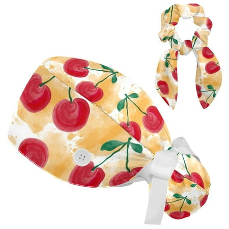 Working Cap with Buttons and Sweatband Scrub Hat Bouffant Caps with Scrunchie Red Delicious Cherries Tie Back Hats
Working Cap with Buttons and Sweatband Scrub Hat Bouffant Caps with Scrunchie Red Delicious Cherries Tie Back Hats