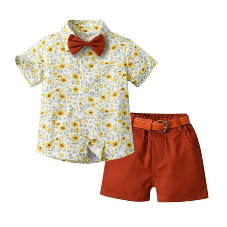 Kiplyki Kids Clothing Deals Summer Children s Wear Boy s Short-sleeved Lapel Shirt Shorts With Belt Tie
Kiplyki Kids Clothing Deals Summer Children s Wear Boy s Short-sleeved Lapel Shirt Shorts With Belt Tie