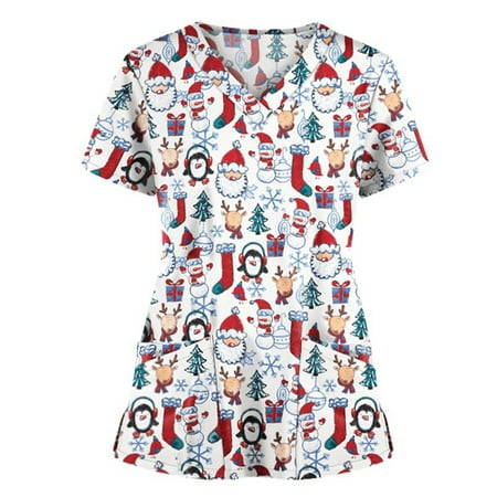 Frontwalk Women Short Sleeve Scrub Tops Working Tunic Blouse Christmas Nurse Scrubs Cute Snowman Printed Pocket V Neck Blouse
Frontwalk Women Short Sleeve Scrub Tops Working Tunic Blouse Christmas Nurse Scrubs Cute Snowman Printed Pocket V Neck Blouse