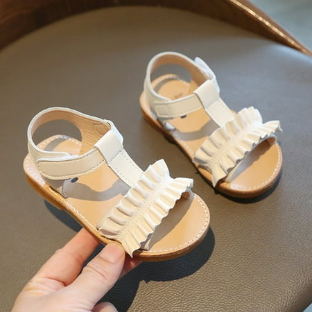 Kids Children Girls Ruffles Princess Beach Shoes Soft-soled Non-slip Sandals